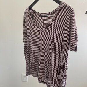 Brandy Melville Women's Burgundy and White Top
